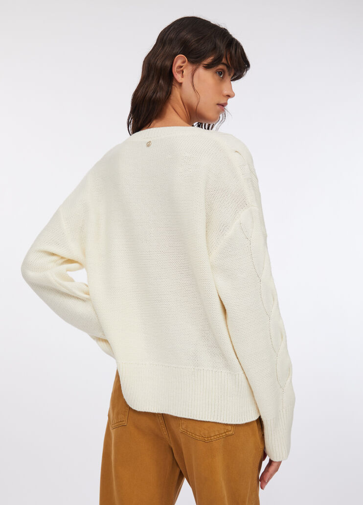 Cable knit wool sweater white Liu Jo - large image number 1