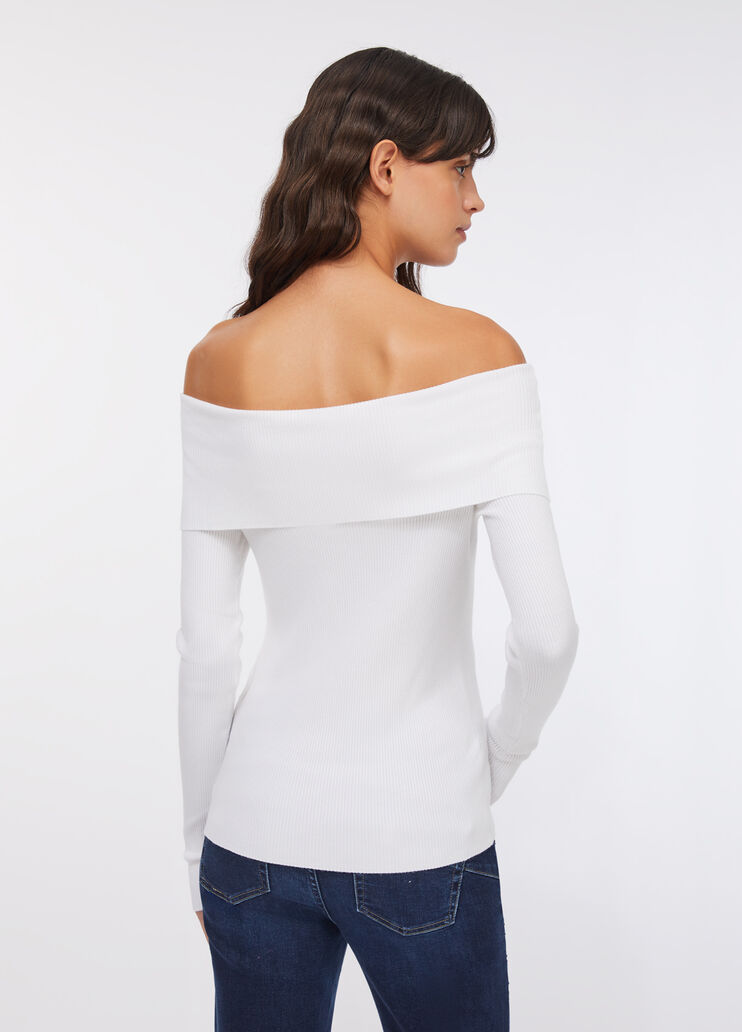 Off-the-shoulder jumper white wool Liu Jo - large image number 1