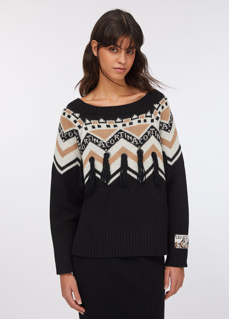 Maglia jacquard con applicazioni nero Liu Jo - large image number 0