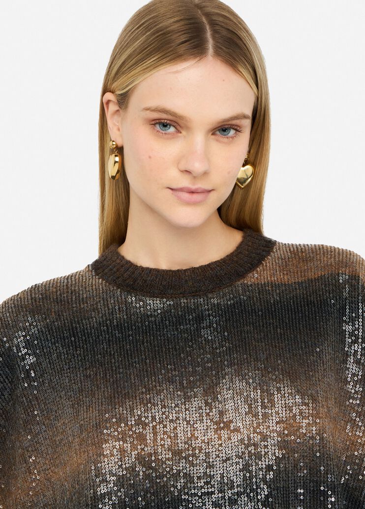 Jumper with sequins brown Liu Jo - large image number 2 Jumper with sequins brown Liu Jo - large image number 2