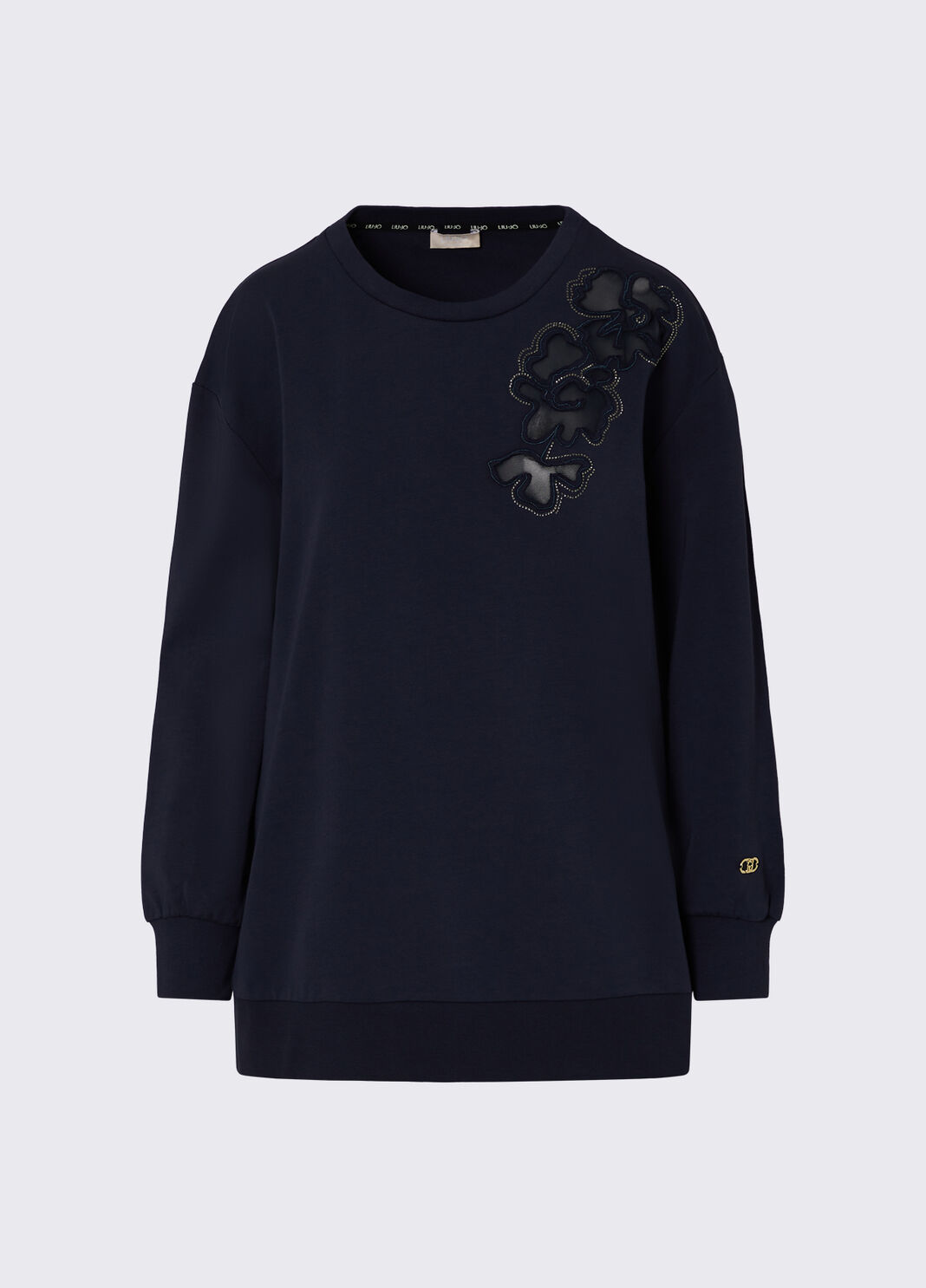Sweatshirt mit Blumenstickereien Dunkelblau Liu Jo - large image number 6