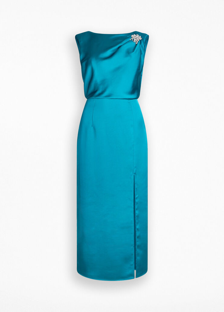 Dressy satin dress peacock green Liu Jo - large image number 6 Dressy satin dress peacock green Liu Jo - large image number 6