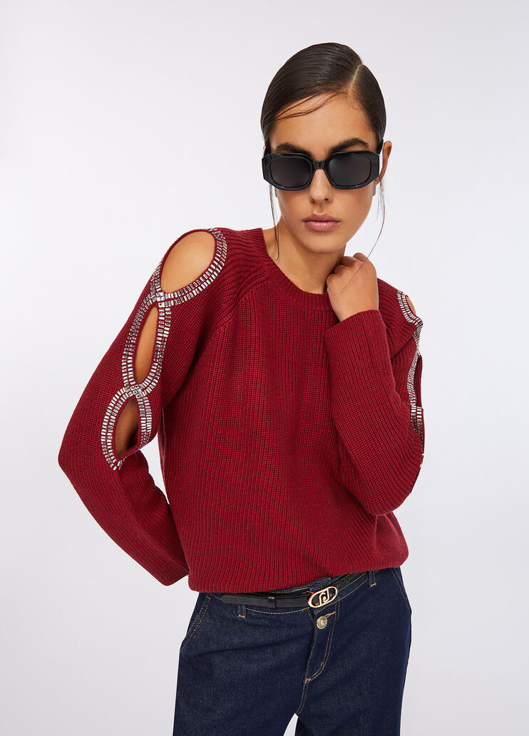 Jersey con abertura joya rojo Liu Jo - medium Jersey con abertura joya rojo Liu Jo - medium