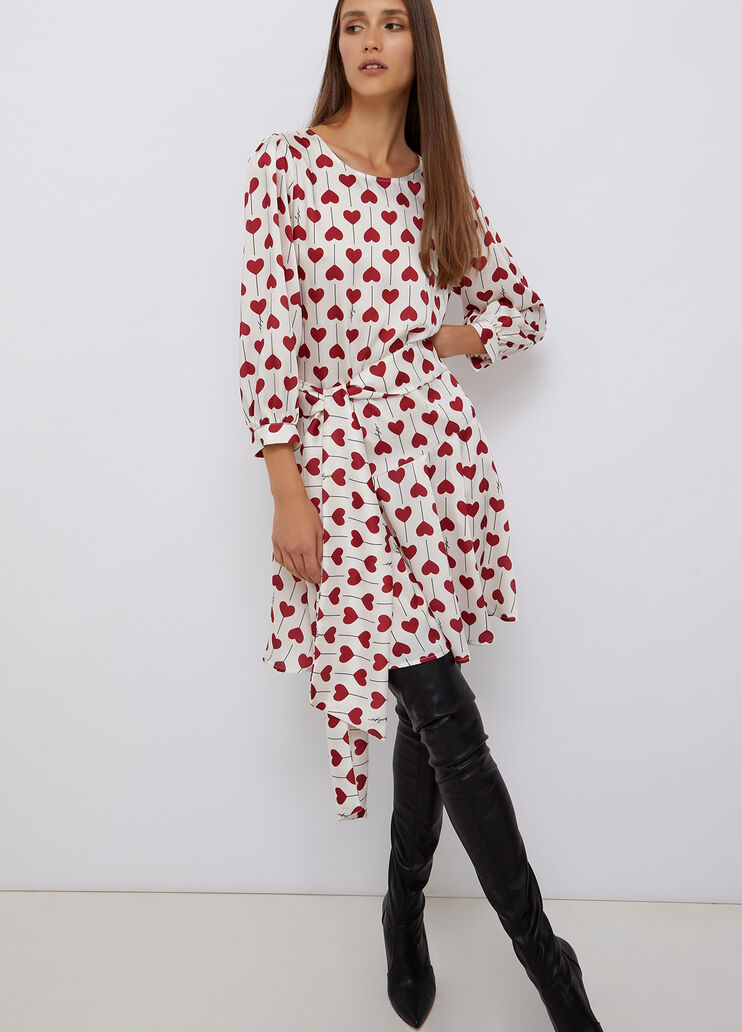 Eco-friendly dress with maxi bow red with hearts Liu Jo - large image number 0 Eco-friendly dress with maxi bow red with hearts Liu Jo - large image number 0