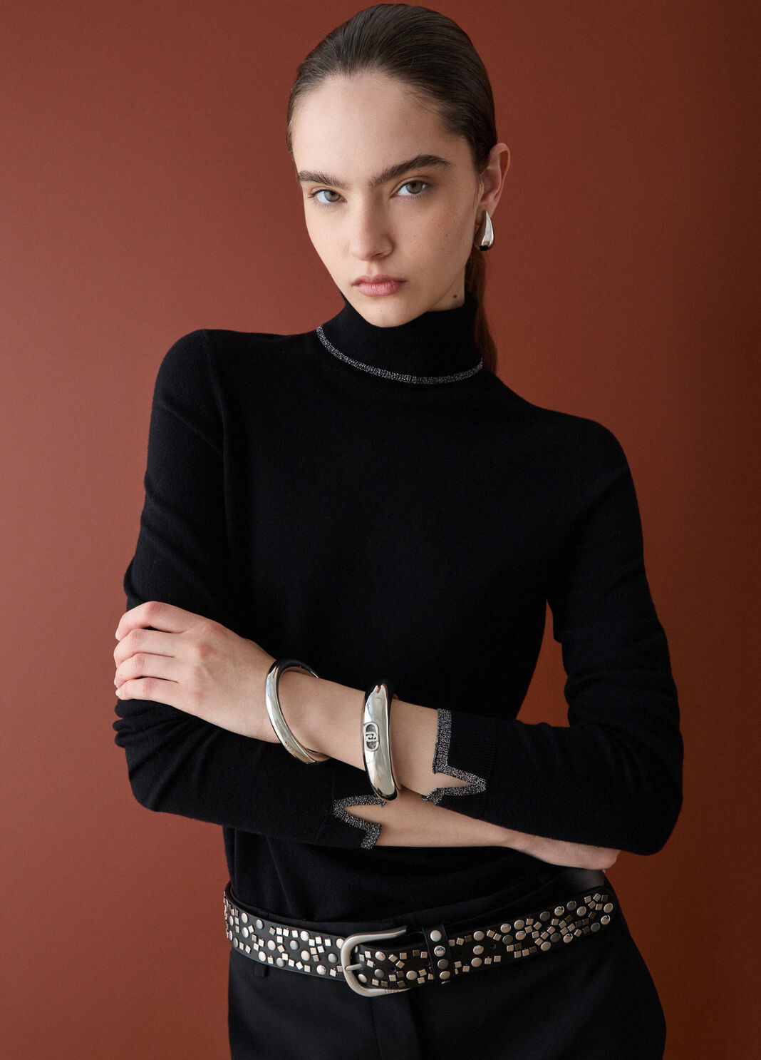 Rollkragenpullover mit Lurex&reg;-Details schwarz Liu Jo - large image number 2