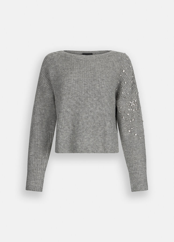 Wool sweater with gemstones grey Liu Jo - medium
