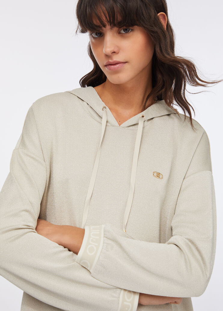 Felpa lurex® con cappuccio beige Liu Jo - medium