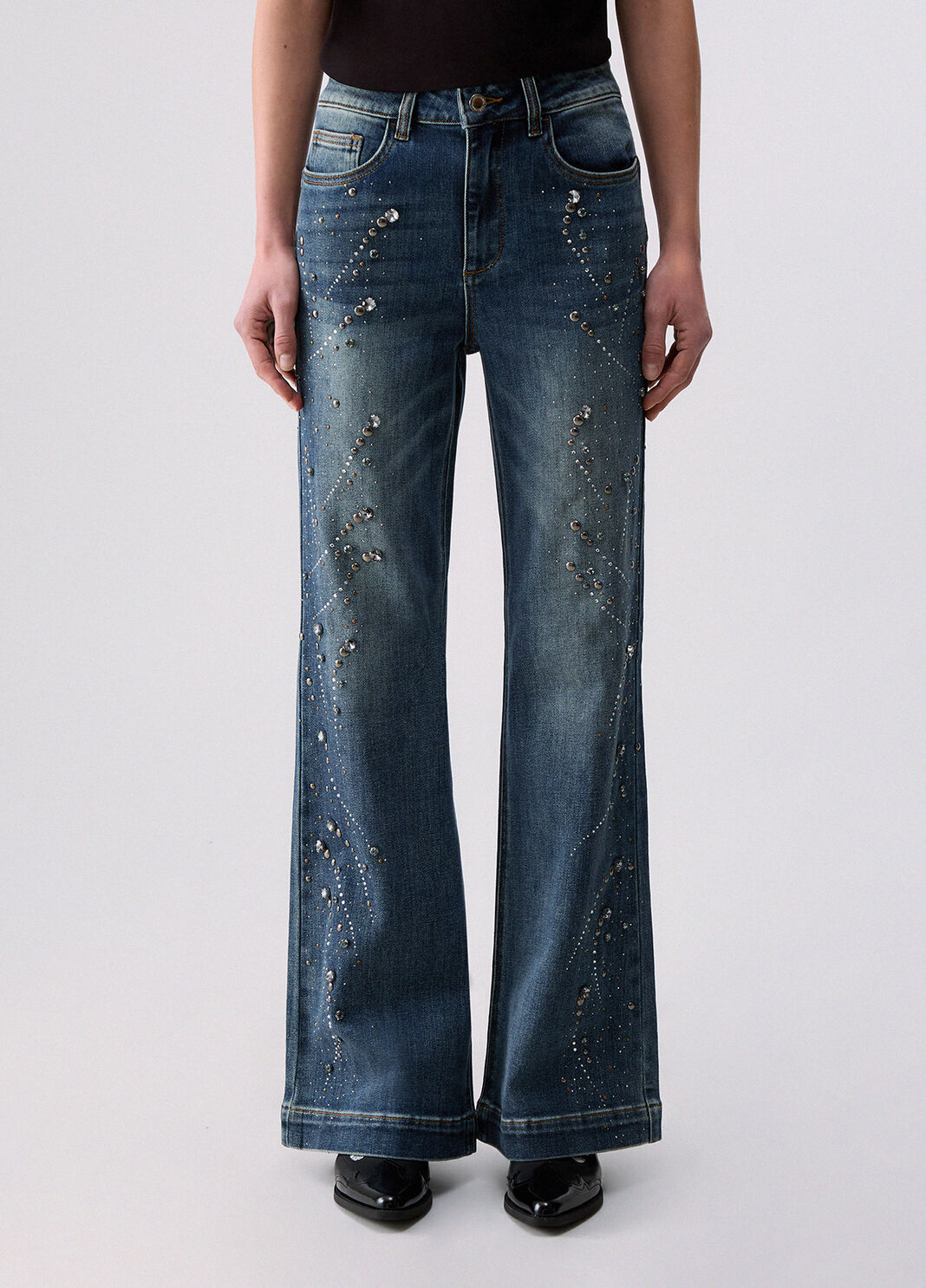 Flare jeans with jewel settings blue denim Liu Jo - large image number 0