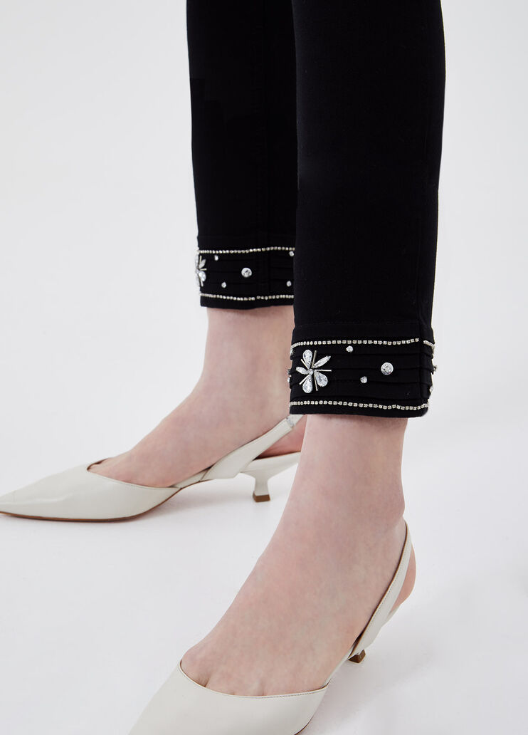 Cropped trousers with embroidery Black with appliqués Liu Jo - large image number 2 Cropped trousers with embroidery Black with appliqués Liu Jo - large image number 2