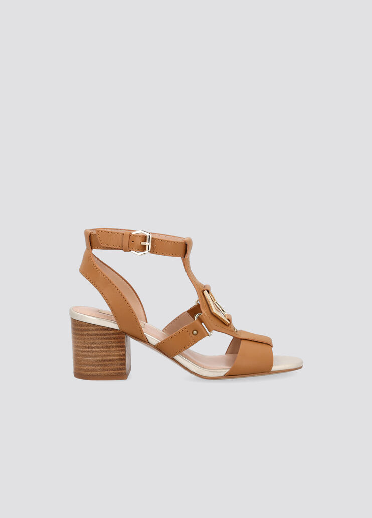 Heeled T-bar sandals walnut Liu Jo - large image number 0 Heeled T-bar sandals walnut Liu Jo - large image number 0