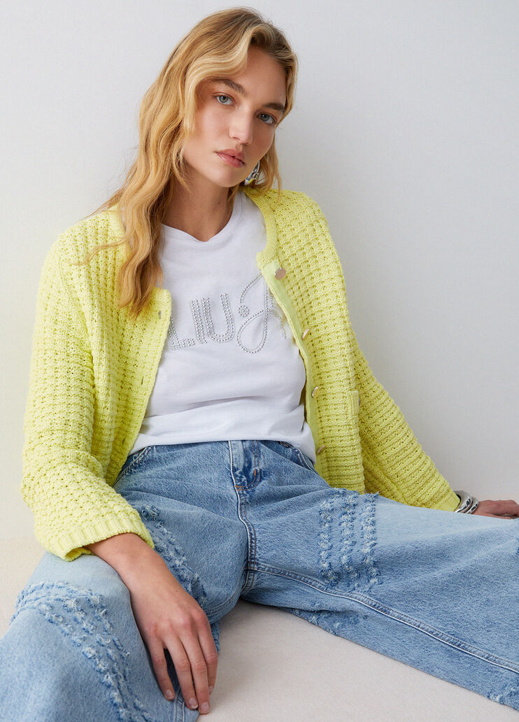 T-shirt with appliqu&eacute; details white Liu Jo - medium