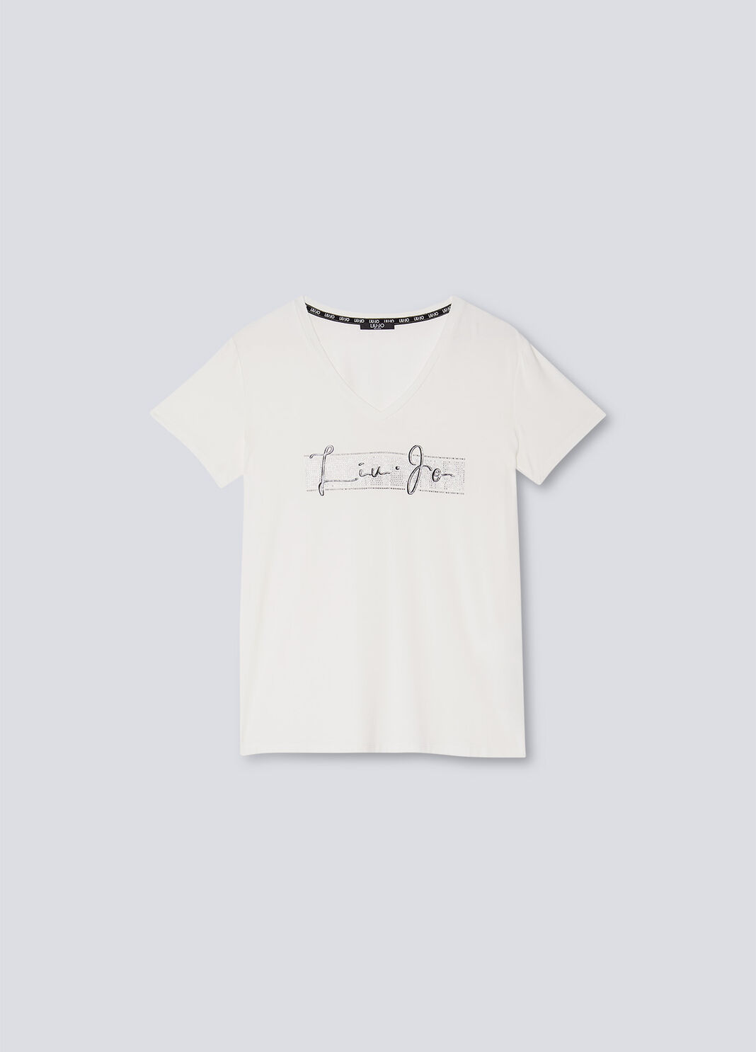 T-shirt with logo and gemstones white Liu Jo - large image number 4