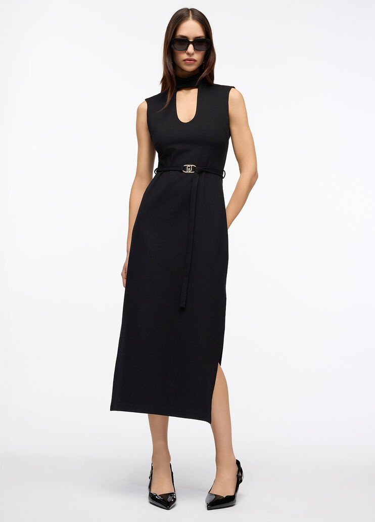 Midi dress with belt black Liu Jo - large image number 3