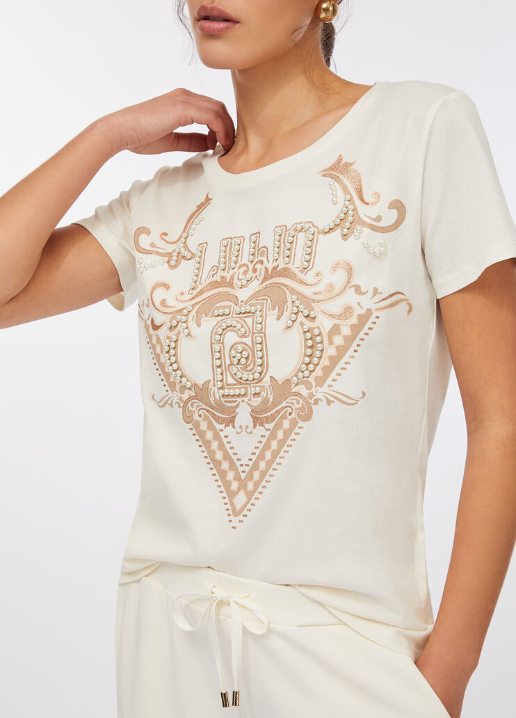 Cotton T-shirt white/print Liu Jo - large image number 2
