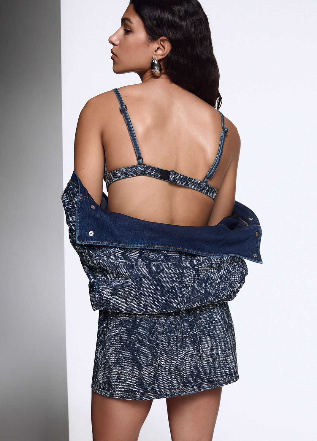 Denim bralette with rhinestones blue denim Liu Jo - large image number 1