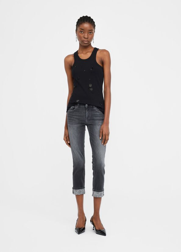 Skinny jeans with turn-ups grey denim Liu Jo - medium