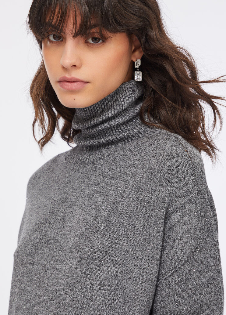 Knit dress with micro-sequins grey Liu Jo - large image number 3