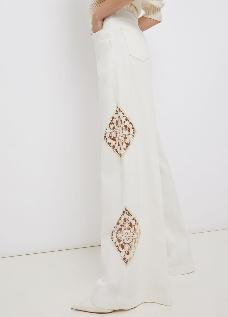 Wide eco-friendly jeans with lace white wool Liu Jo - large image number 2