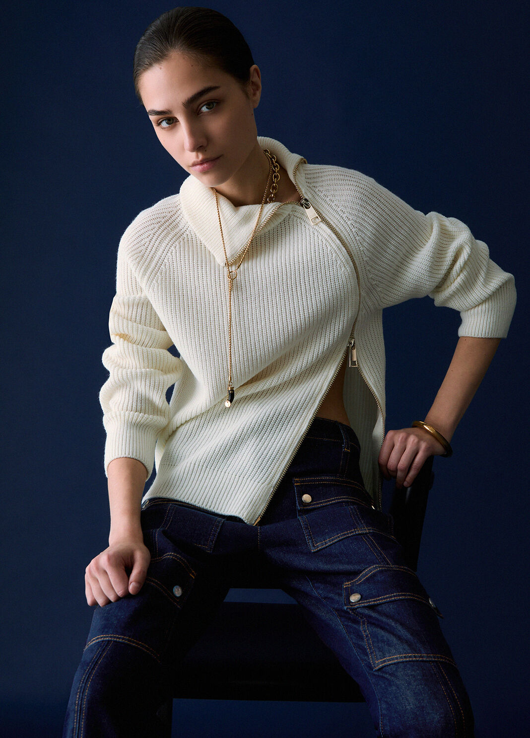 Knit in wool with zip white wool Liu Jo - large image number 2