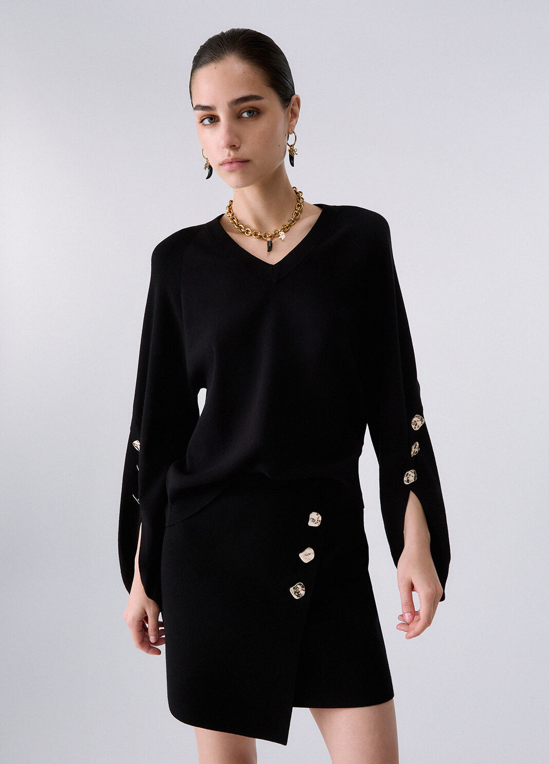 Sweater with slits black Liu Jo - large image number 0