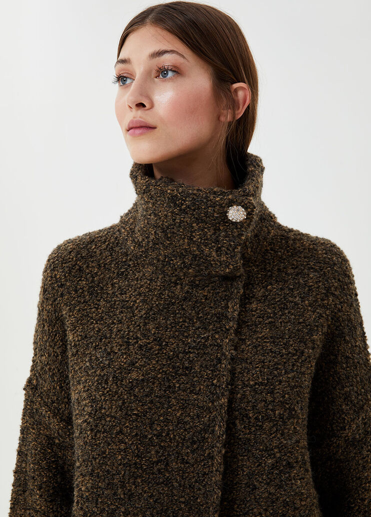 Long bouclé cardigan Brown Liu Jo - large image number 2 Long bouclé cardigan Brown Liu Jo - large image number 2