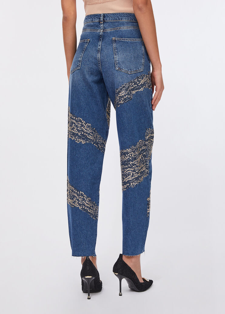 Balloon jeans with studs and gemstones blue denim Liu Jo - large image number 1
