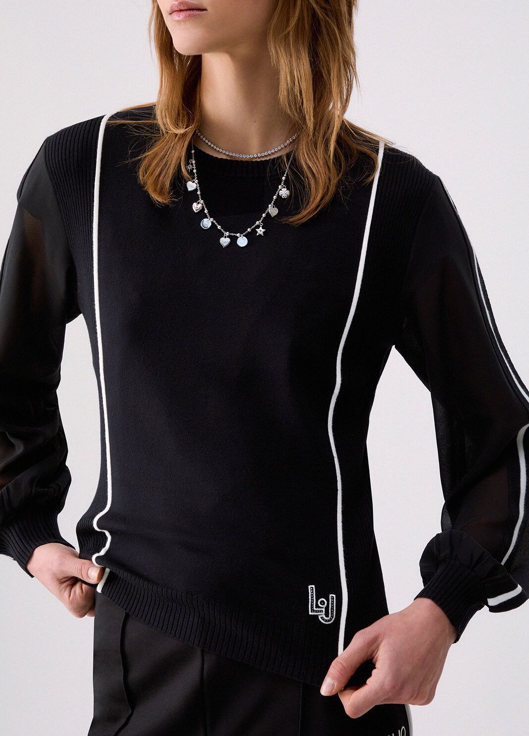 Maglia con inserto in georgette  Liu Jo - large image number 2