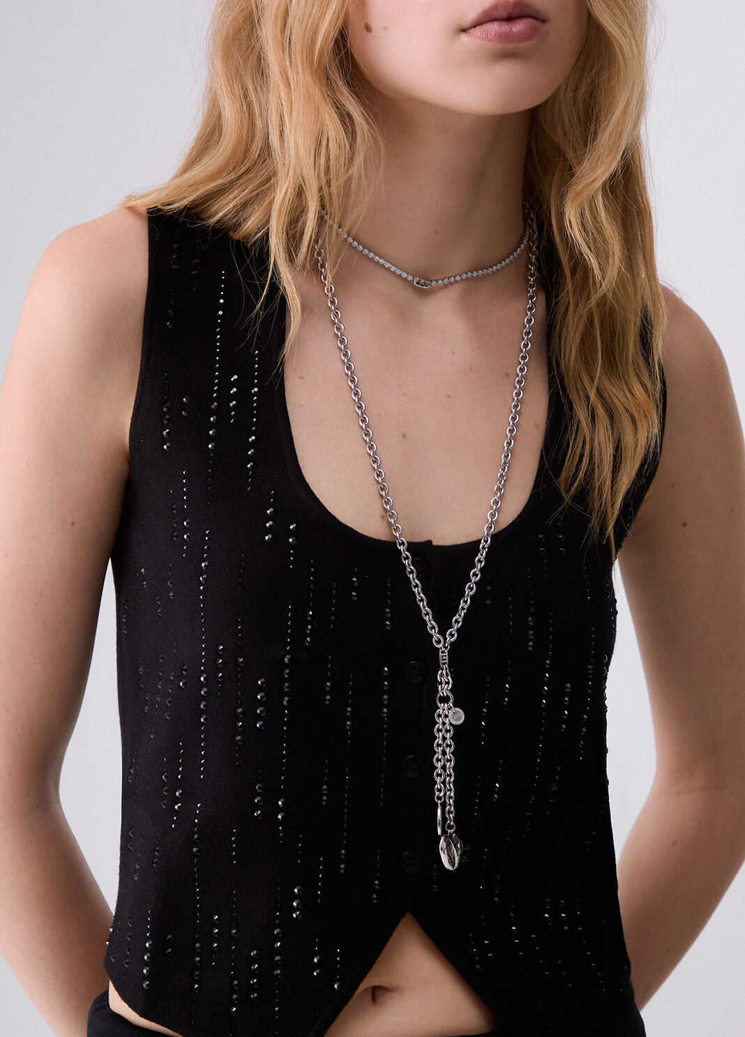 Gilet with gemstones black Liu Jo - large image number 4