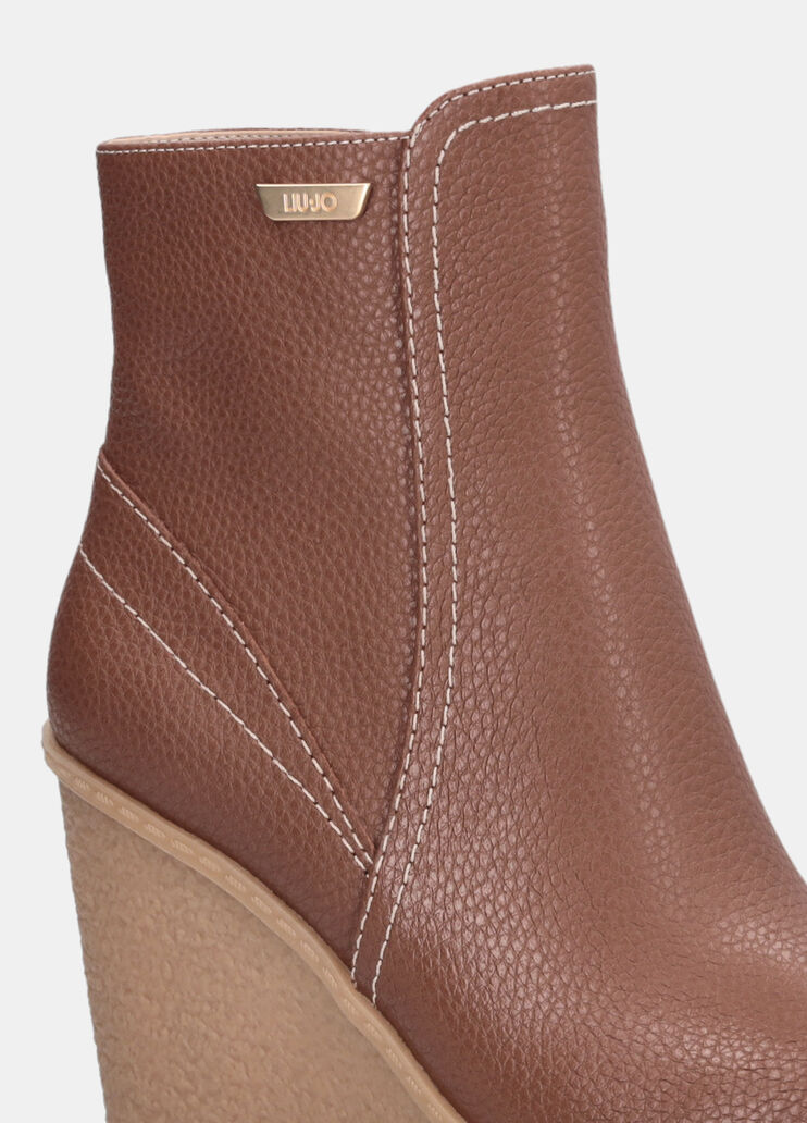Leather ankle boots with wedge heel chocolate Liu Jo - large image number 6