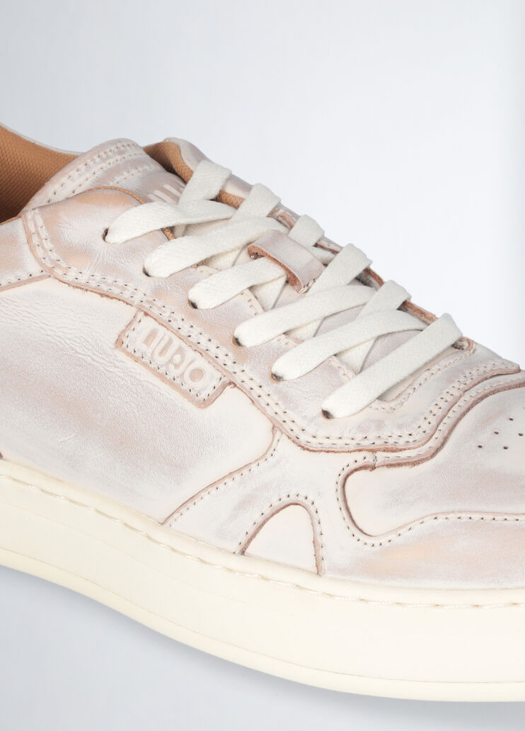 Men's faded leather sneakers beige Liu Jo - medium Men's faded leather sneakers beige Liu Jo - medium