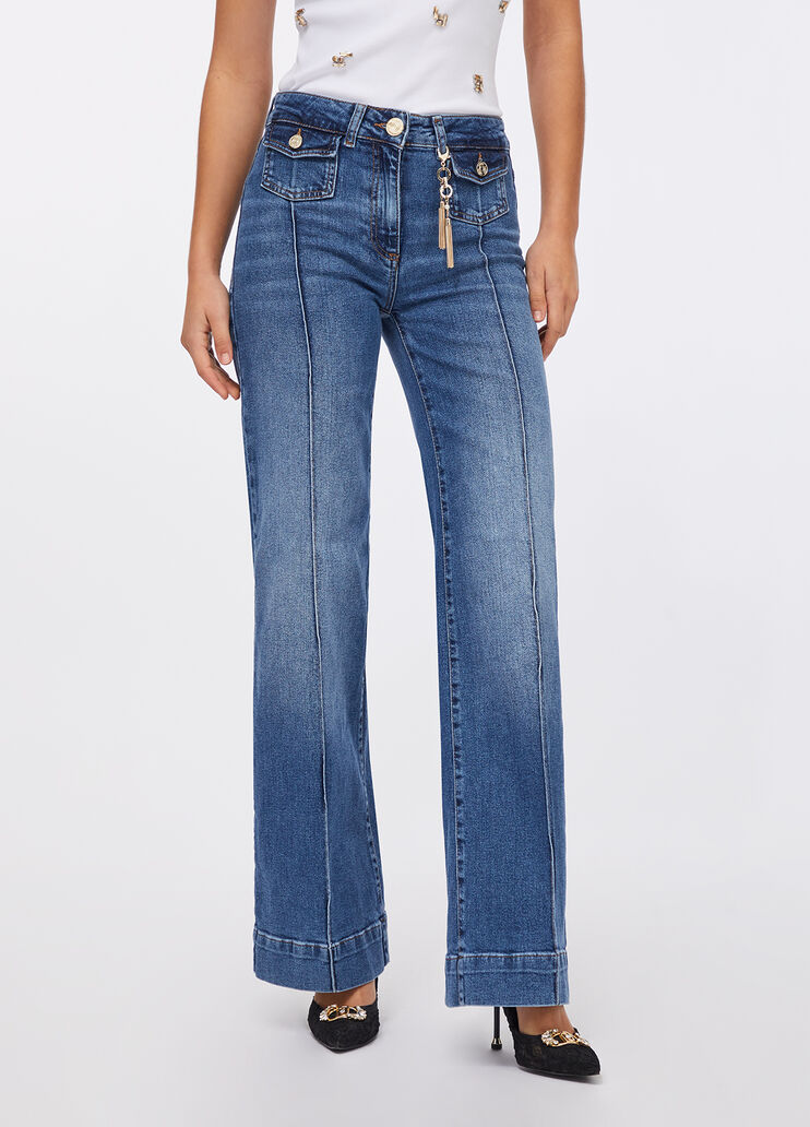 Jean évasé avec breloque bijou denim bleu foncé Liu Jo - large image number 0