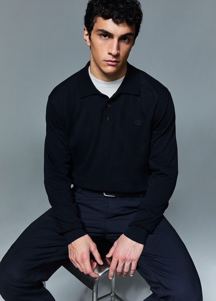 Cr&ecirc;pe polo shirt dark blue Liu Jo - medium