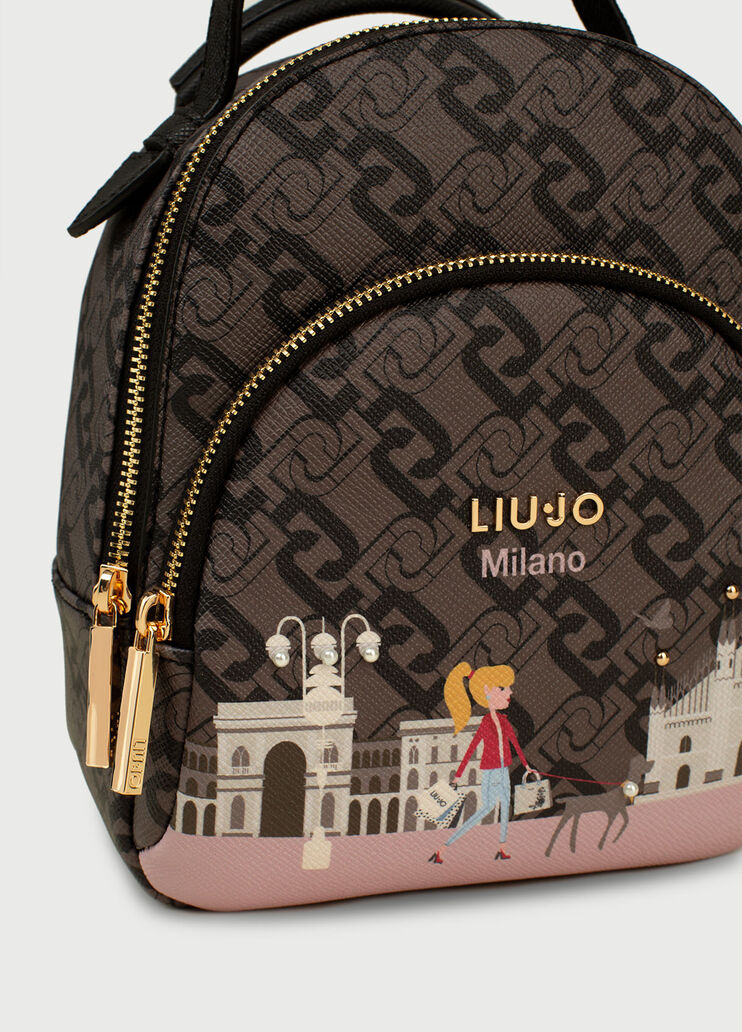 Backpack with city Brown Liu Jo - large image number 4