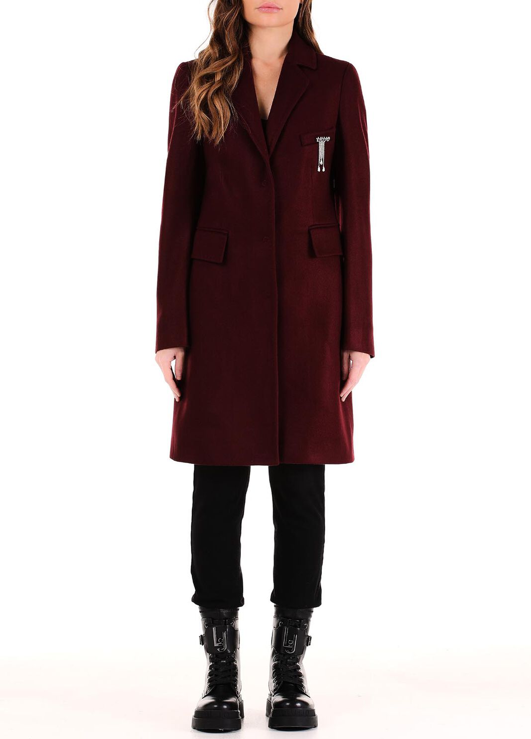 Manteau avec broche orn&eacute;e de pierres rouge Liu Jo - large image number 0