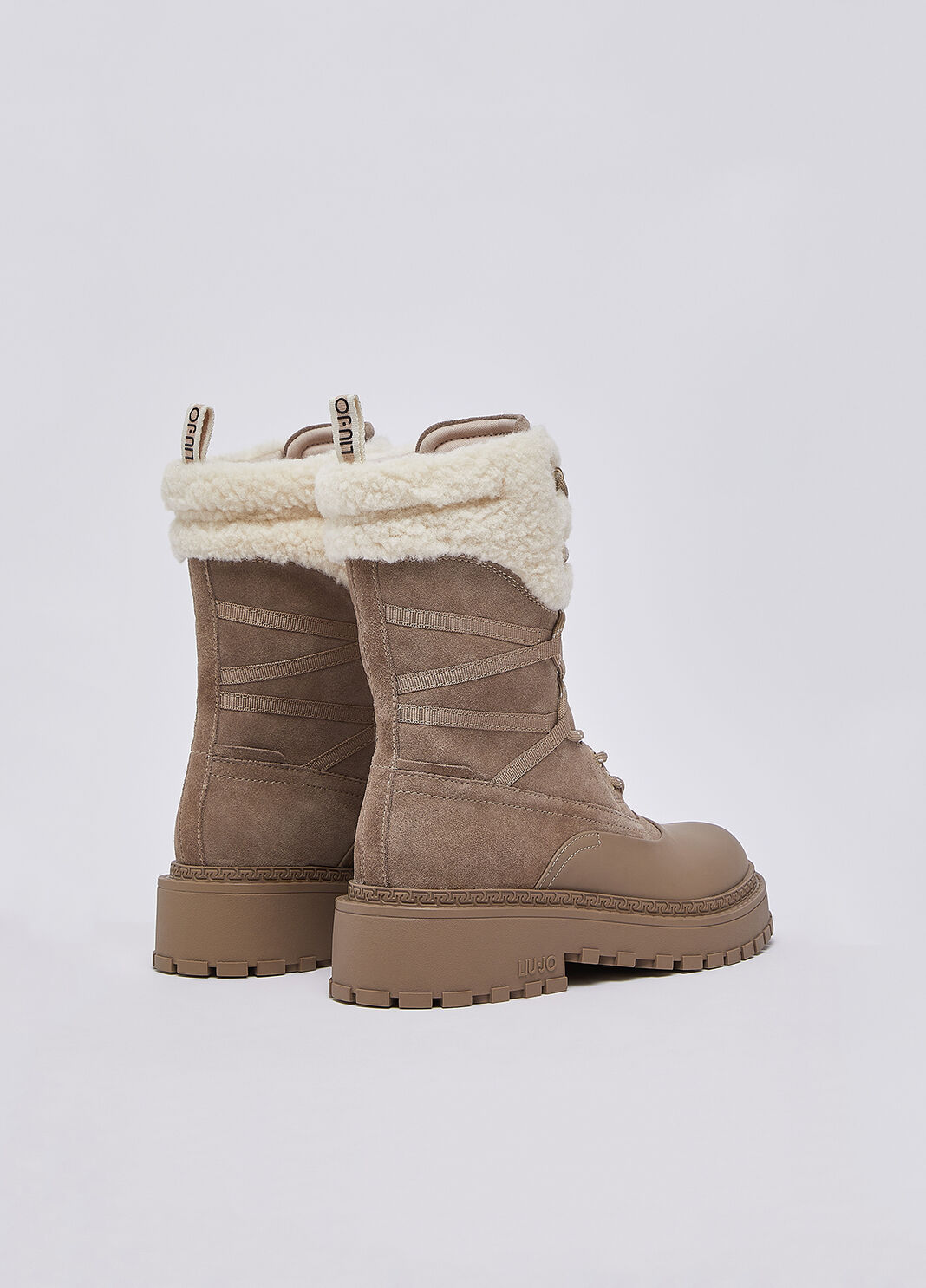 Schn&uuml;rboots aus Veloursleder mit Detail teddy Havanna Liu Jo - large image number 2