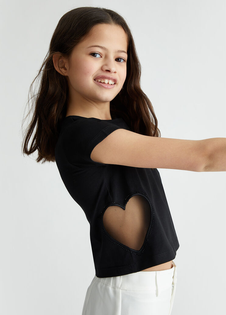 Cotton T-shirt with heart Black Liu Jo - medium Cotton T-shirt with heart Black Liu Jo - medium
