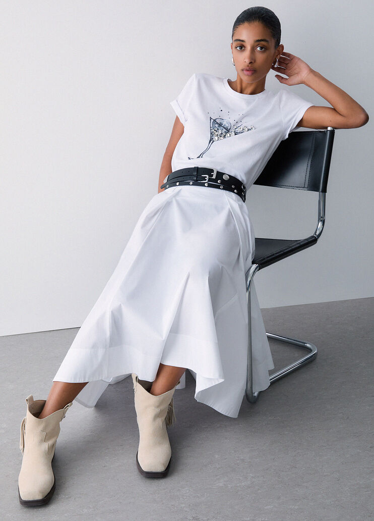 Poplin midi skirt white Liu Jo - medium