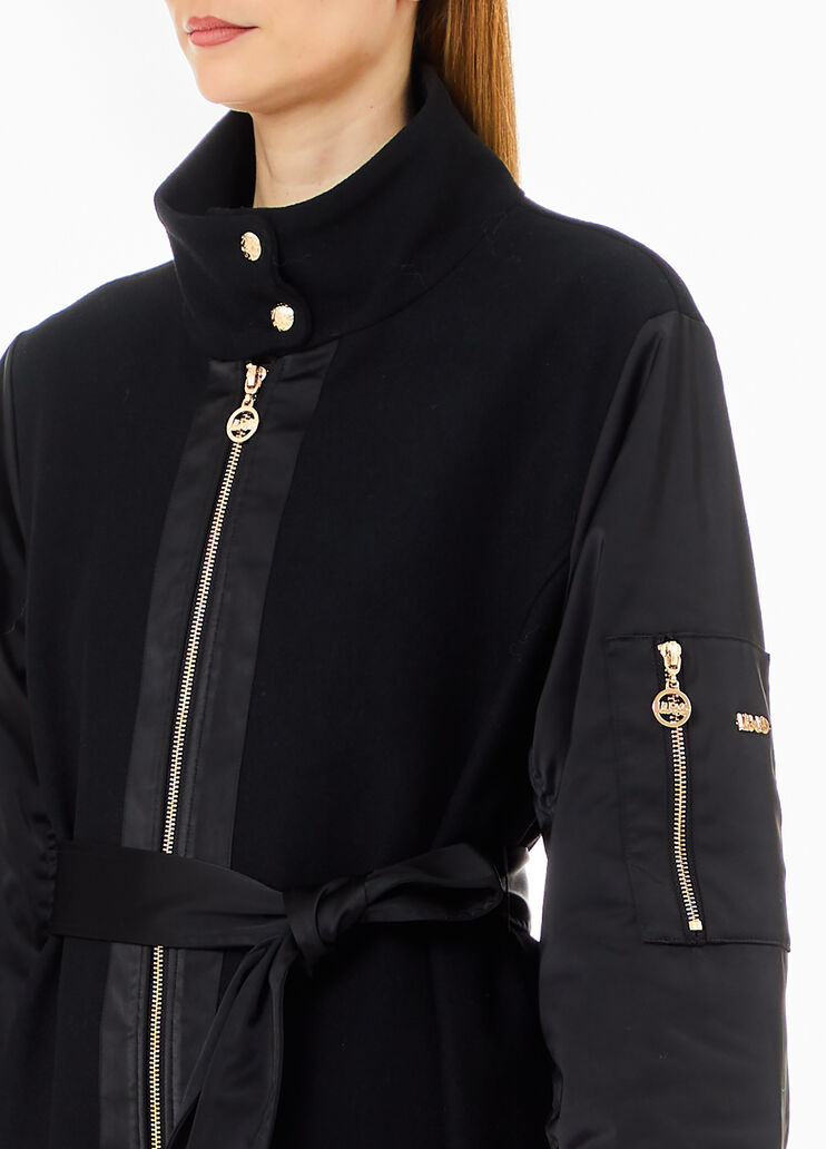 Manteau en laine et nylon noir Liu Jo - large image number 2 Manteau en laine et nylon noir Liu Jo - large image number 2