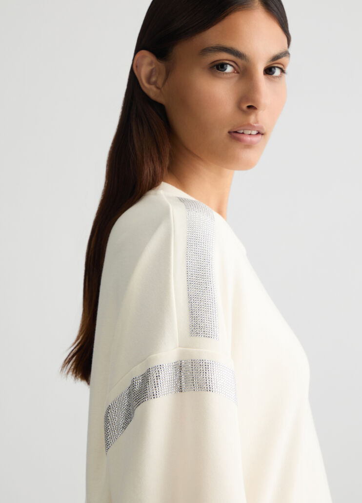 White sweatshirt with rhinestones white Liu Jo - large image number 2 White sweatshirt with rhinestones white Liu Jo - large image number 2