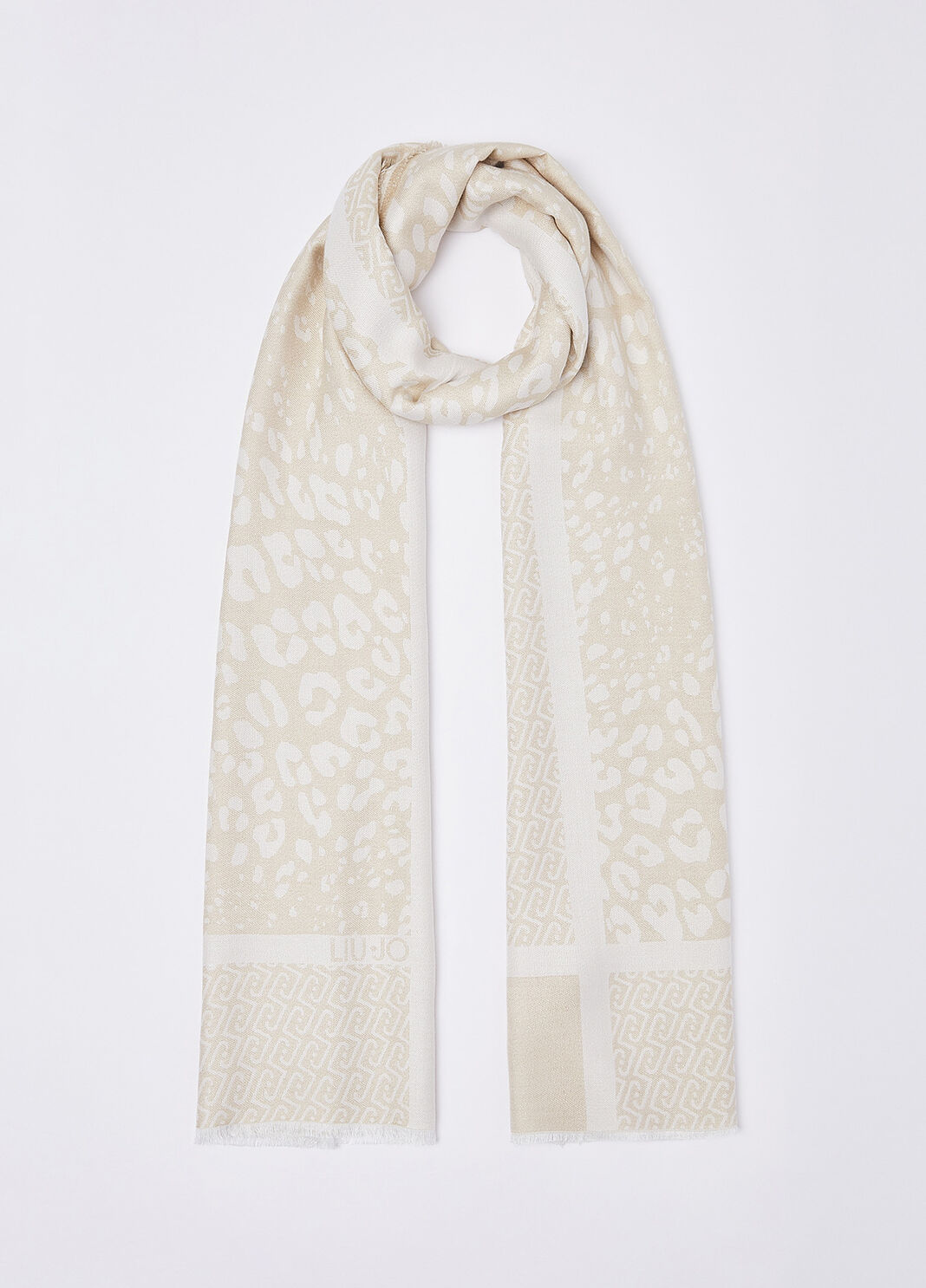 Animal print jacquard stole with logo butter Liu Jo - large image number 0