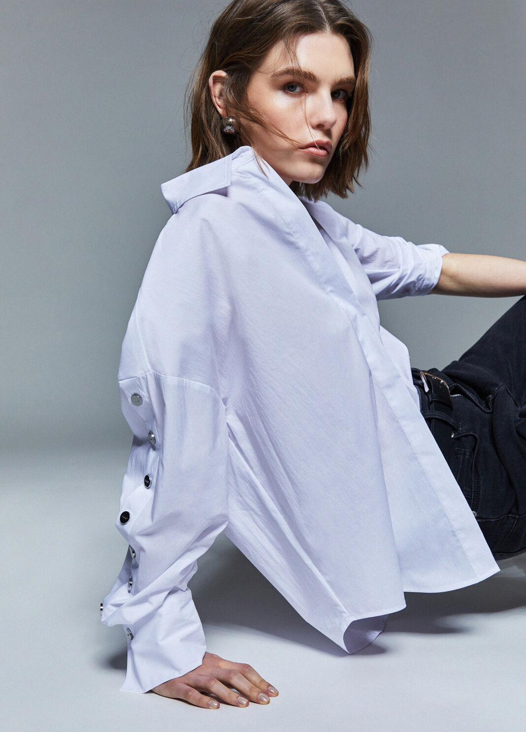 Poplin shirt with studs white Liu Jo - large image number 3