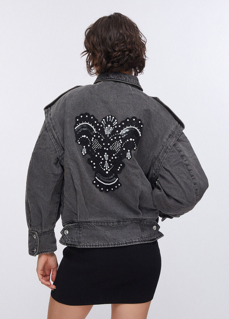 Veste en toile denim avec broderie au dos denim noir Liu Jo - medium