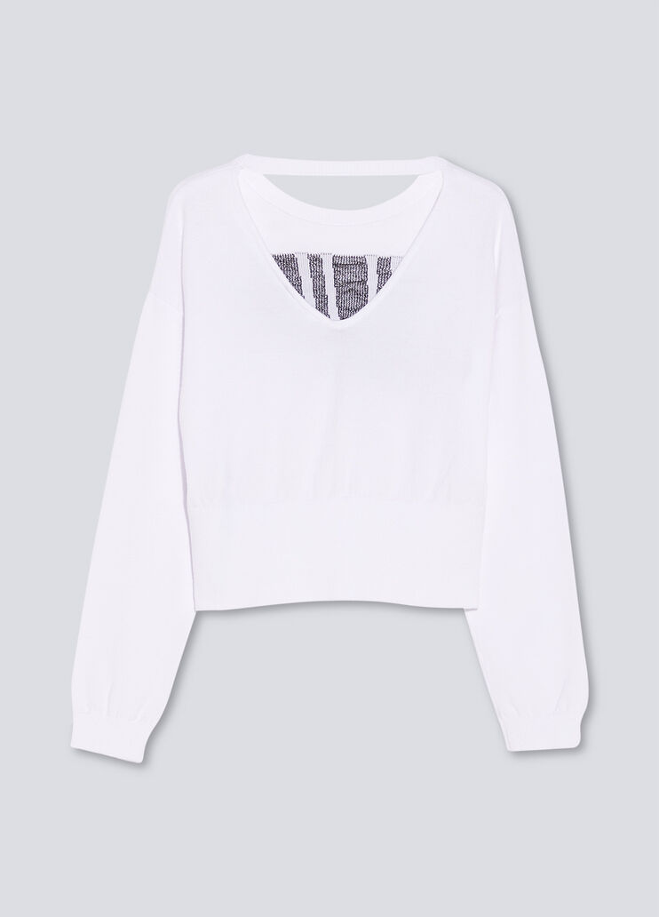 Eco-friendly jumper with logo white/black Liu Jo - large image number 1