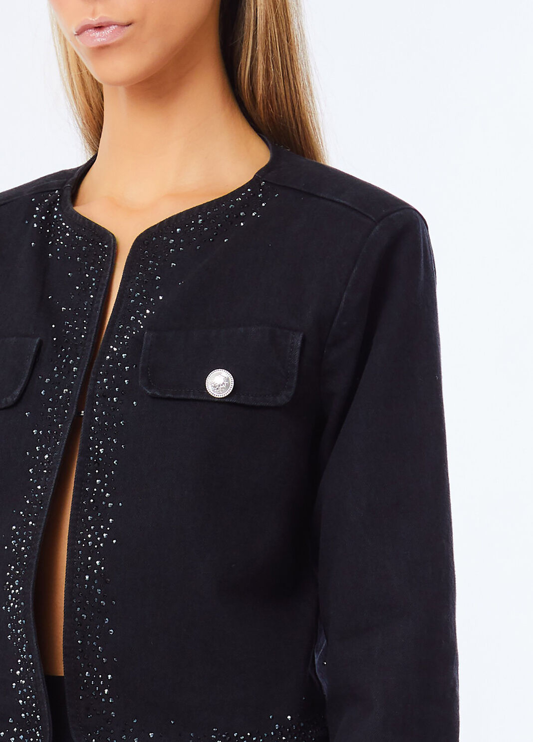 Denim jacket with rhinestones black denim Liu Jo - large image number 2