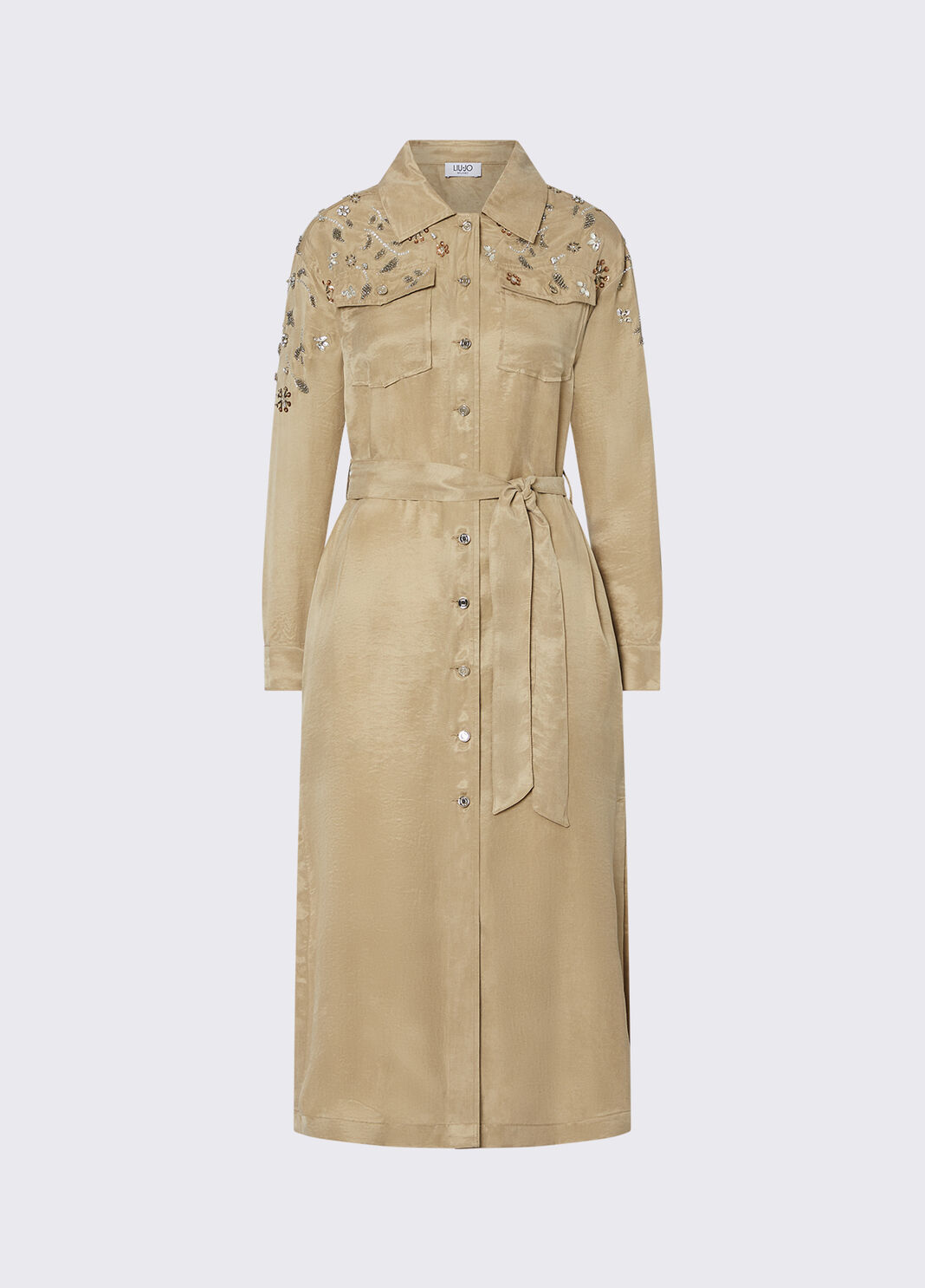 Langes Kleid mit Schmuckstickereien Hellbeige Liu Jo - large image number 6