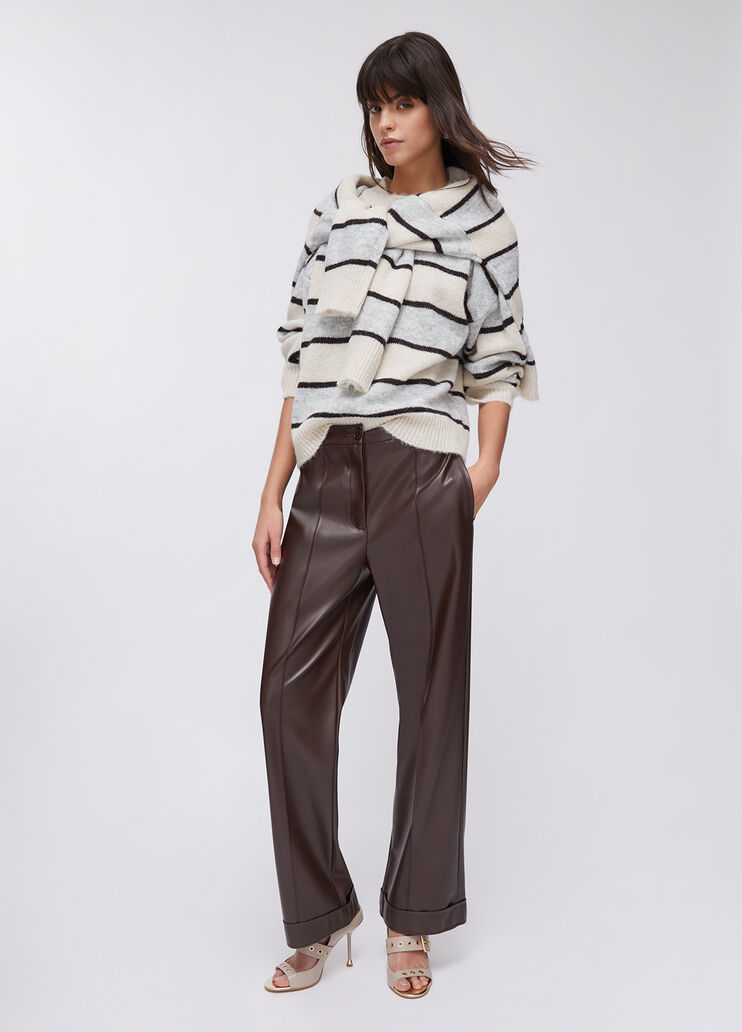 Streifenpullover aus Wolle und Alpaka Grau und Beige Liu Jo - large image number 5