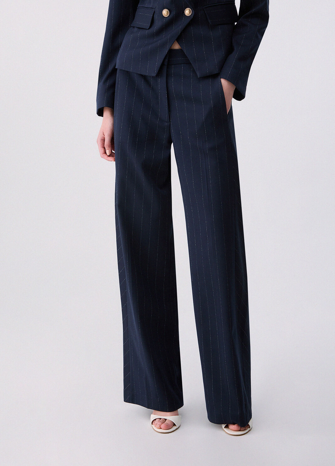 Pinstripe Straight Pants blue pinstripe Liu Jo - large image number 0