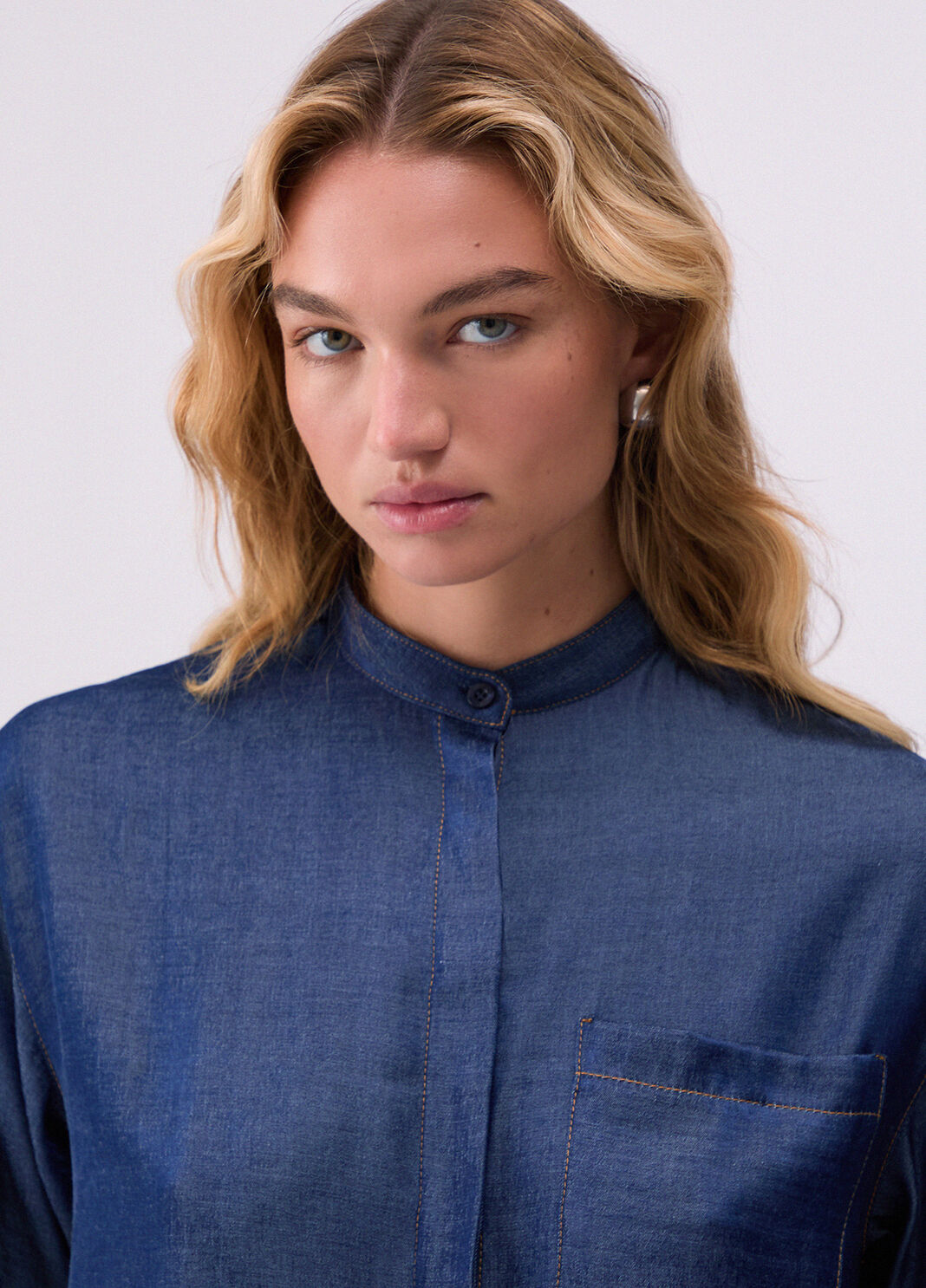 Shirt with detachable collar dark denim Liu Jo - large image number 4