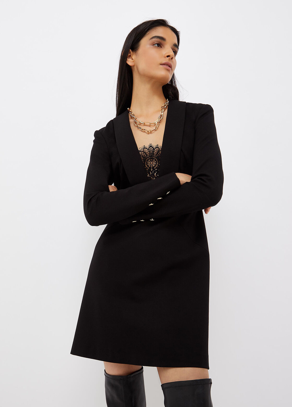 black dress lace trim