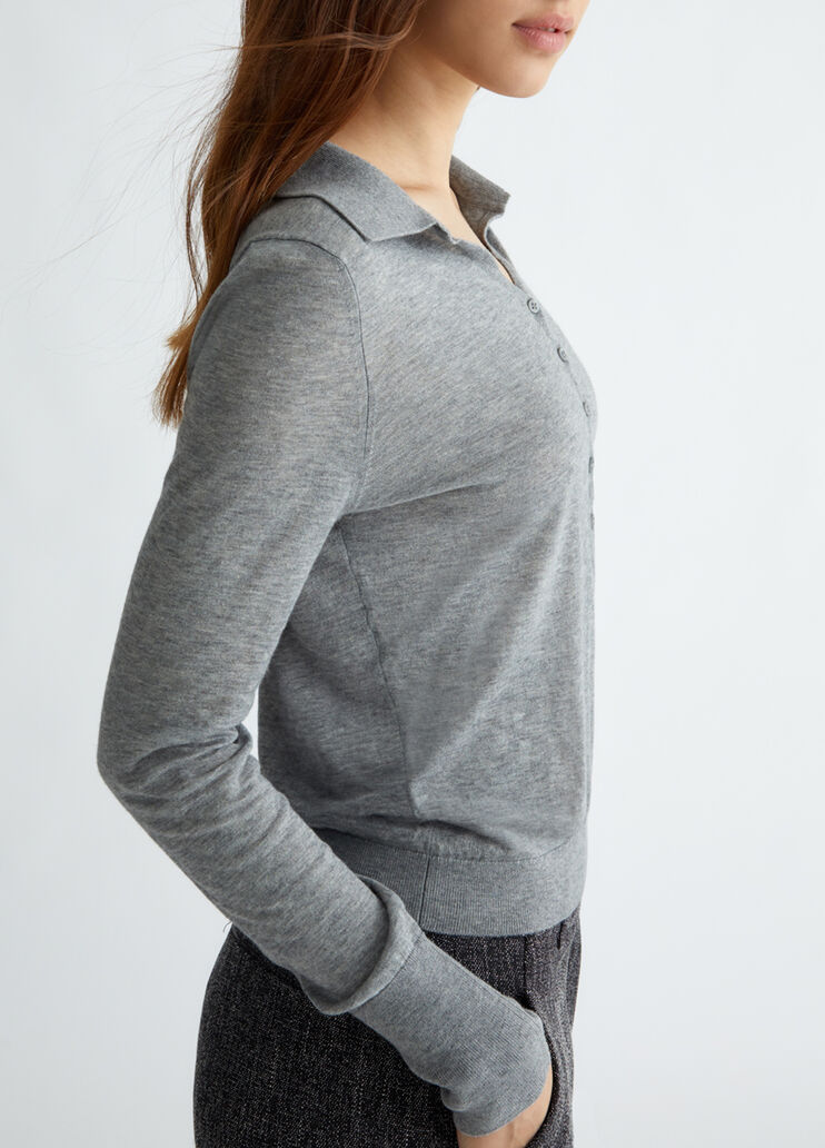 Strick-Poloshirt aus Kaschmirgemisch grau Liu Jo - large image number 2 Strick-Poloshirt aus Kaschmirgemisch grau Liu Jo - large image number 2